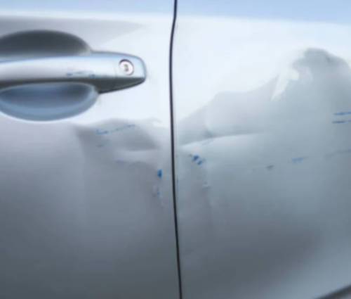 Hail damage on aluminum Hail damage on aluminum